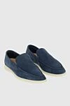Blue suede loafers for men Loro Piana - contrasting white sole. 100% suede. Country of manufacture: Italy. Care: specialized cleaning - photo 2