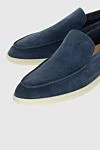 Blue suede loafers for men Loro Piana - contrasting white sole. 100% suede. Country of manufacture: Italy. Care: specialized cleaning - photo 4