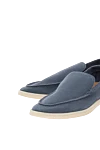 Loro Piana Лоферы из замши синие мужские - контрастная белая подошва. 100% замша. Страна производитель: Италия. Уход: специализированная чистка - фото 5