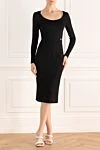 Сукня чорна жіноча Dolce & Gabbana - логотип DG. Широкий прямокутний виріз, Довгий рукав, Без підкладки. зовнішнього матеріалу: 73% віскоза 23% поліамід 4% еластан. блискавка та гачок ззаду. Країна виробник: Италия. Догляд: спеціалізоване чищення - фото 2