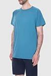 Loro Piana Blue cotton T-shirt for men - 100% cotton. Country of manufacture: Italy. Care: specialized cleaning - photo 3