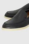 Loro Piana Blue leather loafers for men - contrasting white sole. 100% genuine leather. Country of manufacture: Italy. Care: specialized cleaning - photo 5