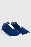 Kiton Blue textile sneakers for men - Logo. 90% cotton, 10% elastane. laces. height 2 cm. Country of manufacture: Italy. Care: specialized cleaning - photo 3