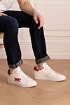 White leather sneakers for men Kiton - Logo. 100% leather. laces. height 2 cm. Country of manufacture: Italy. Care: specialized cleaning - photo 2