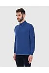 Stefano Ricci Long sleeve polo shirt made of silk and cotton blue for men - Long sleeve. 55% silk, 45% cotton. Buttons. Country of manufacture: Italy. Care: specialized cleaning - photo 3