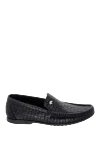 Stefano Ricci Black leather moccasins for men - textured leather, logo. 100% leather. Country of manufacture: Italy. Care: specialized cleaning - photo 1