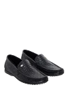 Stefano Ricci Black leather moccasins for men - textured leather, logo. 100% leather. Country of manufacture: Italy. Care: specialized cleaning - photo 3