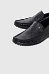 Stefano Ricci Black leather moccasins for men - textured leather, logo. 100% leather. Country of manufacture: Italy. Care: specialized cleaning - photo 5