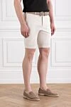 PT01 (Pantaloni Torino) White cotton shorts for men - 100% cotton. Closure type: Zipper, buttons. Four pockets. Country of manufacture: Italy. Care: specialized cleaning - photo 3