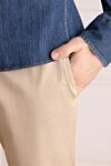 PT01 (Pantaloni Torino) Брюки бежевые мужские - 66% хлопок, 30% полиамид, 4% эластан. пуговица, молния. два боковых кармана, два задних кармана. Страна производитель: Италия. Уход: специализированная чистка - фото 5