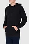 Limitato Men's hoodie made of cotton and elastane, black - Pattern print. Hood. 100% cotton. Closure: Drawstring. Country of manufacture: Italy. Care: specialized cleaning - photo 3