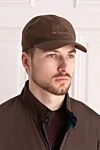 Brown cotton and polyamide cap for men Kiton - Contrasting logo embroidery. 64% cotton, 36% polyamide. Country of manufacture: Italy. Care: specialized cleaning - photo 2