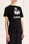 Isabel Marant Women's linen black long t-shirt - logo print. 100% linen. Country of manufacture: Italy. Care: specialized cleaning - photo 3