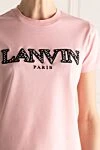 Lanvin Pink cotton T-shirt for women - logo print. 100% cotton. Country of manufacture: Italy. Care: specialized cleaning - photo 5