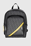 Fendi Black leather backpack for men - logo print. 100% genuine leather. two front pockets. Closure: Zip. Country of manufacture: Italy. Care: specialized cleaning - photo 1