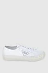 Prada Cotton sneakers white for men - logo. 100% cotton. lacing. Country of manufacture: Italy. Care: specialized cleaning - photo 1