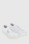 Prada Cotton sneakers white for men - logo. 100% cotton. lacing. Country of manufacture: Italy. Care: specialized cleaning - photo 3