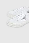 Prada Cotton sneakers white for men - logo. 100% cotton. lacing. Country of manufacture: Italy. Care: specialized cleaning - photo 5