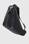 Prada Black leather backpack for men - Decor: logo. Composition: 100% genuine leather. Closure: Zipper. Country of manufacture: Italy. Care: specialized cleaning - photo 3