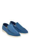 Loro Piana Blue suede loafers for men - contrasting white sole. 100% suede. Country of manufacture: Italy. Care: specialized cleaning - photo 3