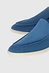 Loro Piana Blue suede loafers for men - contrasting white sole. 100% suede. Country of manufacture: Italy. Care: specialized cleaning - photo 5