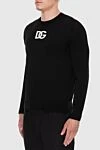 Dolce & Gabbana Black wool and polyester jumper for men - DG logo template. 73% wool, 27% polyester. Country of manufacture: Italy. Care: specialized cleaning - photo 3