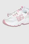 Dolce & Gabbana Women's leather sneakers with pink elements in white - contrasting inserts, logo. leather. lacing. Country of manufacture: Italy. Care: specialized cleaning - photo 5