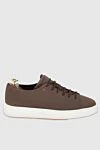 Santoni Brown nubuck sneakers for men - logo, contrast sole. 100% nubuck. lacing. Country of manufacture: Italy. Care: specialized cleaning - photo 1