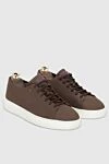 Santoni Brown nubuck sneakers for men - logo, contrast sole. 100% nubuck. lacing. Country of manufacture: Italy. Care: specialized cleaning - photo 3