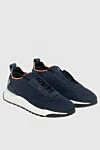 Santoni Blue wool sneakers for men - logo, contrasting sole, decorative lacing. 100% wool. lacing. Country of manufacture: Italy. Care: specialized cleaning - photo 3