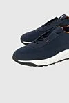 Santoni Blue wool sneakers for men - logo, contrasting sole, decorative lacing. 100% wool. lacing. Country of manufacture: Italy. Care: specialized cleaning - photo 5