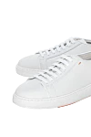 Santoni White leather snickers for men - logo. 100% leather. lacing. Country of manufacture: Italy. Care: specialized cleaning - photo 5