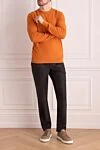 Orange cotton and silk jumper for men Loro Piana - 70% cotton, 30% silk. Country of manufacture: Italy. Care: specialized cleaning - photo 2