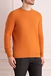 Loro Piana Orange cotton and silk jumper for men - 70% cotton, 30% silk. Country of manufacture: Italy. Care: specialized cleaning - photo 3