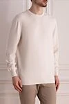 Loro Piana White cotton and silk jumper for men - 70% cotton, 30% silk. Country of manufacture: Italy. Care: specialized cleaning - photo 3