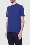 Loro Piana Blue cotton T-shirt for men - 100% cotton. Country of manufacture: Italy. Care: specialized cleaning - photo 3