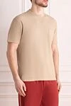 Loro Piana Beige cotton T-shirt for men - chest pocket. 100% cotton. Country of manufacture: Italy. Care: specialized cleaning - photo 3