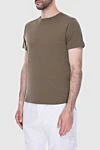 Loro Piana Green silk and cotton T-shirt for men - 60% silk, 40% cotton. Country of manufacture: Italy. Care: specialized cleaning - photo 3