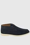 Loro Piana Blue suede loafers for men - contrasting white sole. 100% suede. Country of manufacture: Italy. Care: specialized cleaning - photo 1