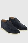 Loro Piana Blue suede loafers for men - contrasting white sole. 100% suede. Country of manufacture: Italy. Care: specialized cleaning - photo 3