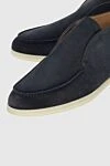 Loro Piana Blue suede loafers for men - contrasting white sole. 100% suede. Country of manufacture: Italy. Care: specialized cleaning - photo 5