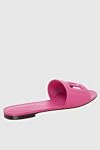 Women's leather slippers with an embossed logo, pink Dolce & Gabbana - embossed logo, contrasting sole. leather. Country of manufacture: Italy. Care: specialized cleaning - photo 4