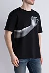 Balmain Black cotton T-shirt for men - print. 100% cotton. Country of manufacture: Italy. Care: specialized cleaning - photo 3