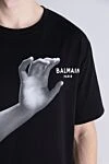 Balmain Black cotton T-shirt for men - print. 100% cotton. Country of manufacture: Italy. Care: specialized cleaning - photo 5