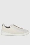 Ermenegildo Zegna Beige leather sneakers for men - Dector: contrast sole. 100% leather. lacing. Country of manufacture: Italy. Care: specialized cleaning - photo 1