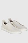 Ermenegildo Zegna Beige leather sneakers for men - Dector: contrast sole. 100% leather. lacing. Country of manufacture: Italy. Care: specialized cleaning - photo 3