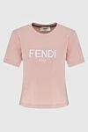 Fendi Beige cotton T-shirt for women - logo. 100% cotton. Country of manufacture: Italy. Care: specialized cleaning - photo 1