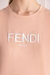 Fendi Beige cotton T-shirt for women - logo. 100% cotton. Country of manufacture: Italy. Care: specialized cleaning - photo 5