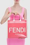 Women's pink bag made of textile decorated with logo Fendi - logo. textile. Country of manufacture: Italy. Care: specialized cleaning - photo 2