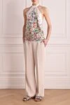 Women's white silk top Dior - flowers print. 100% silk. Country of manufacture: Italy. Care: specialized cleaning - photo 2